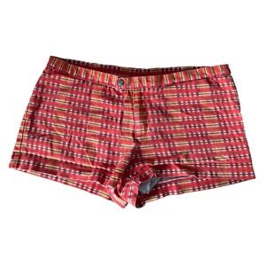 Parke & Ronen Size 34 VTG Swim Trunks Plaid Orange Red Cotton Shorts